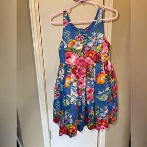 Ralph Lauren Girls 3T Sleeveless A-Line Dress Blue Pink Floral